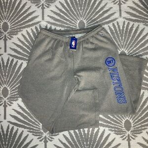 Blue 84 Detroit Pistons Sweatpants Gray NBA Lounge Pants Men’s 2XL Gray Wide Leg